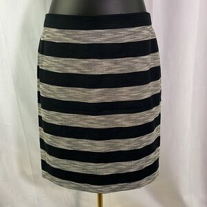 J. Crew Factory Black & Cream Striped Pencil Skirt